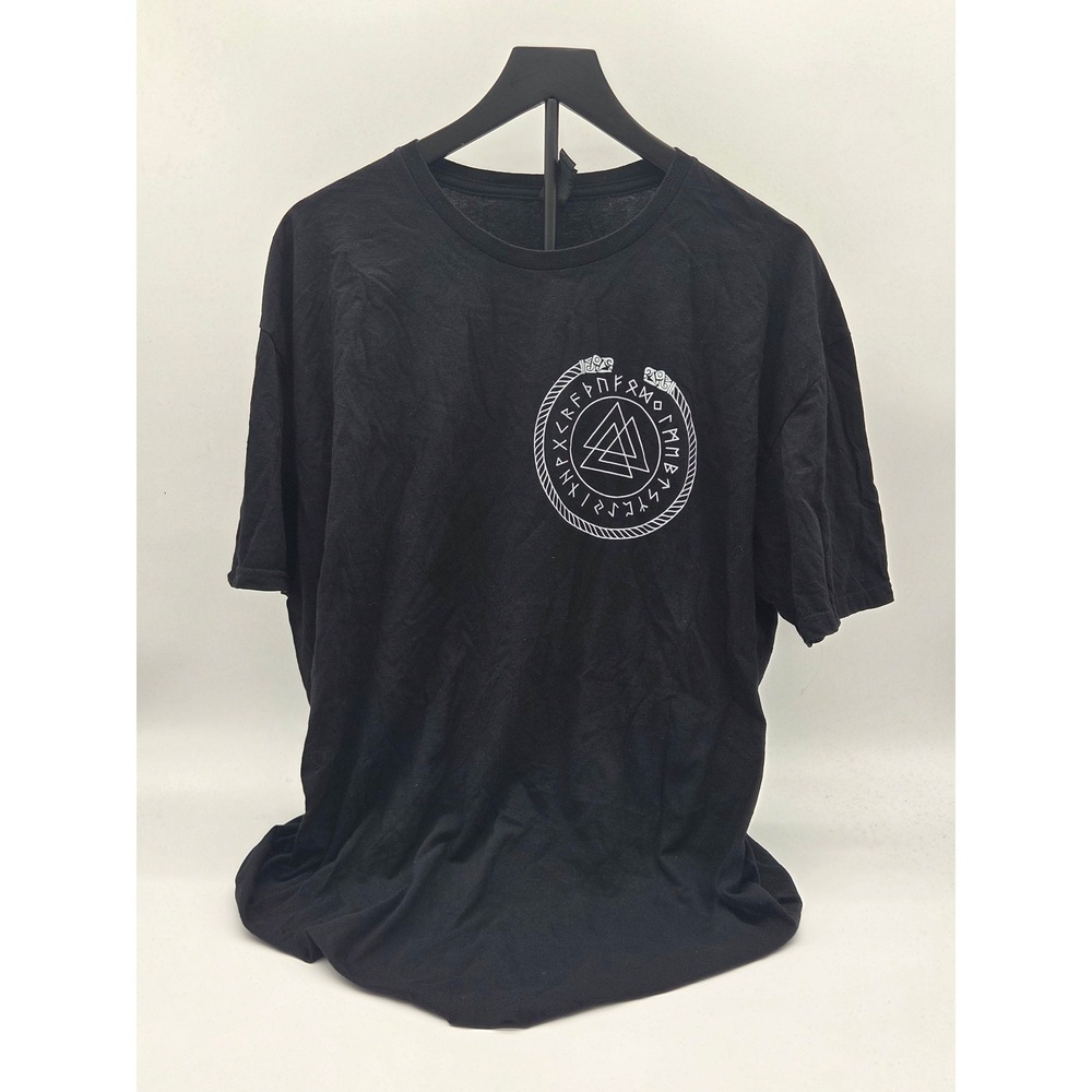Gildan Softstyle Black Valknut Ouroboros Rune Graphic T-Shirt XL 101-346